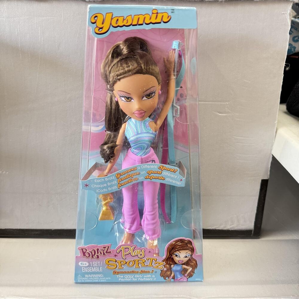 MGA Bratz Play Sportz Yasmin Gymnastics Fashion Doll 10 Inch Brown Hair New